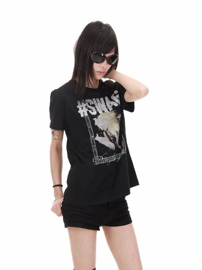 Portrait Diamond Print Crew Tee【s0000018217】