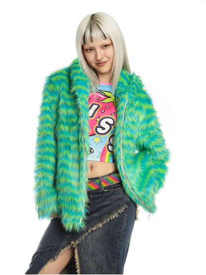 Y2K American Street Trendy White Fur Hooded Jacket【s0000014910】