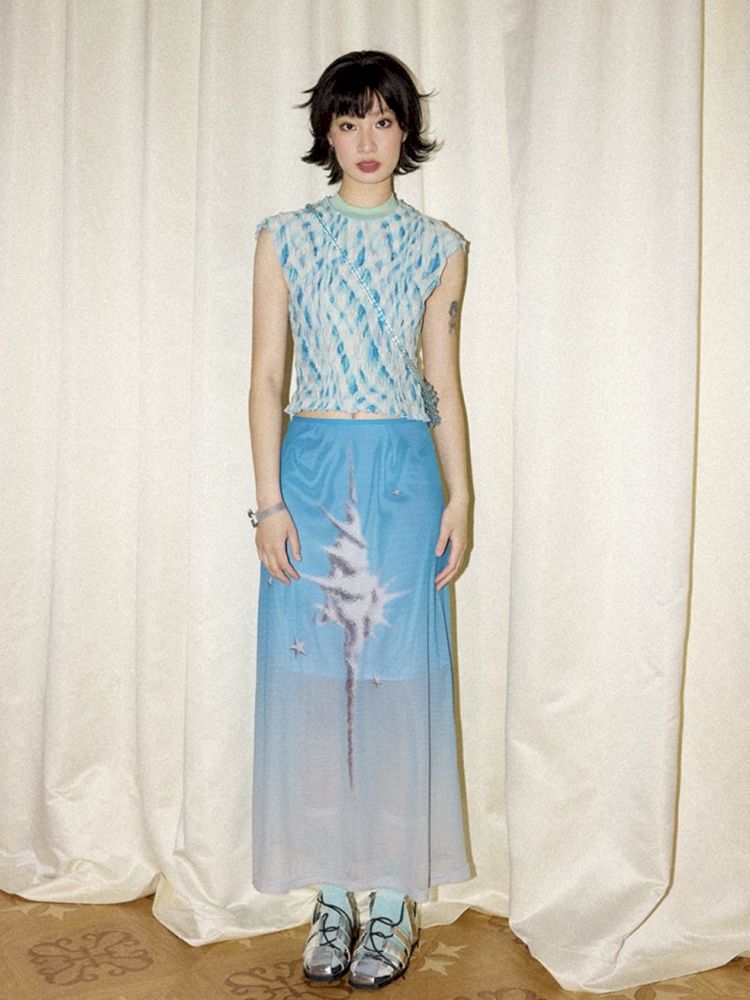 Gradient mesh half-skirt【s0000012300】