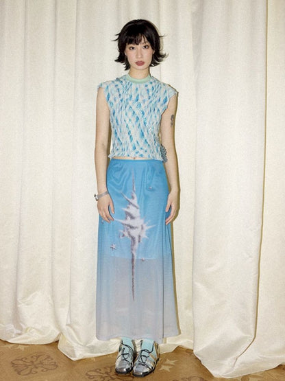 Gradient mesh half-skirt【s0000012300】