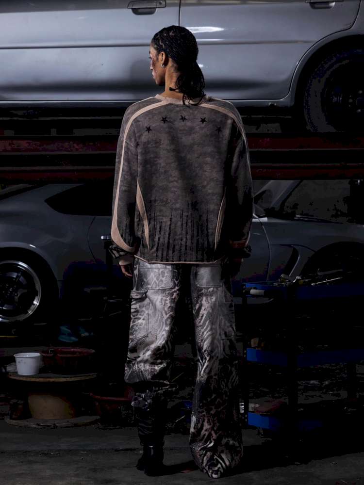 Dark Camouflage Ripped Cardigan【s0000015171】