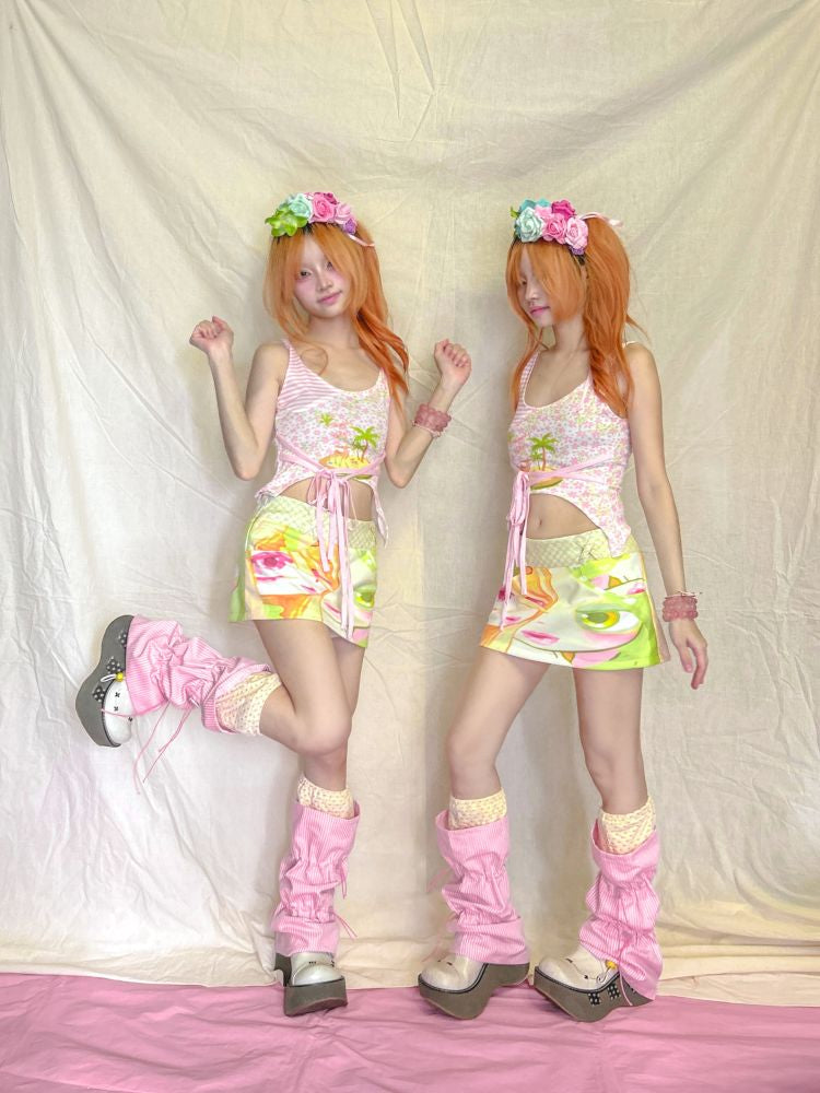 Polka Dot Stripe Drawstring Sockliner【s0000013235】