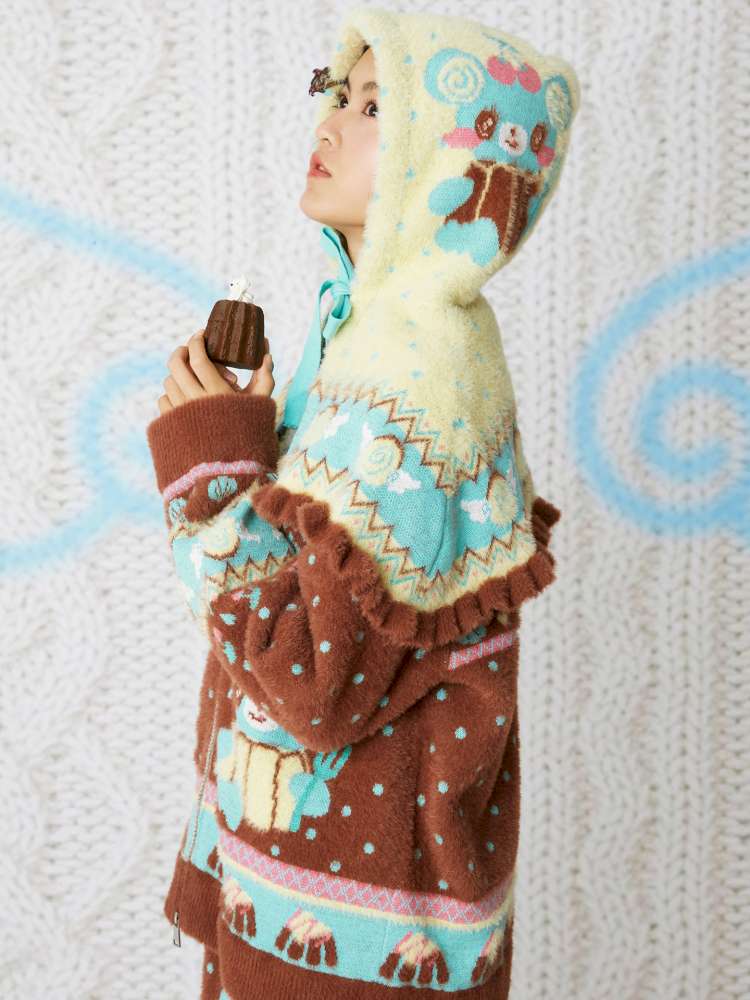 Yellow Bear Knit Cape Hat【s0000014861】