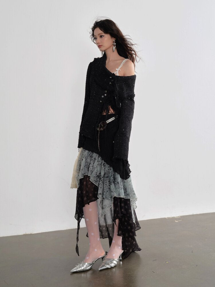 Leopard Print Splicing Chiffon Skirt【s0000015697】