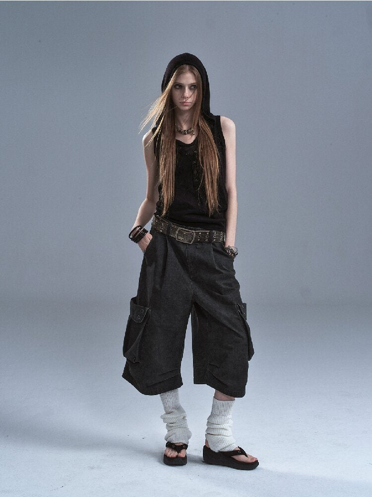 Rivet Pleats Washed Cropped Pants【s0000016895】