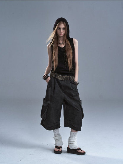 Rivet Pleats Washed Cropped Pants【s0000016895】