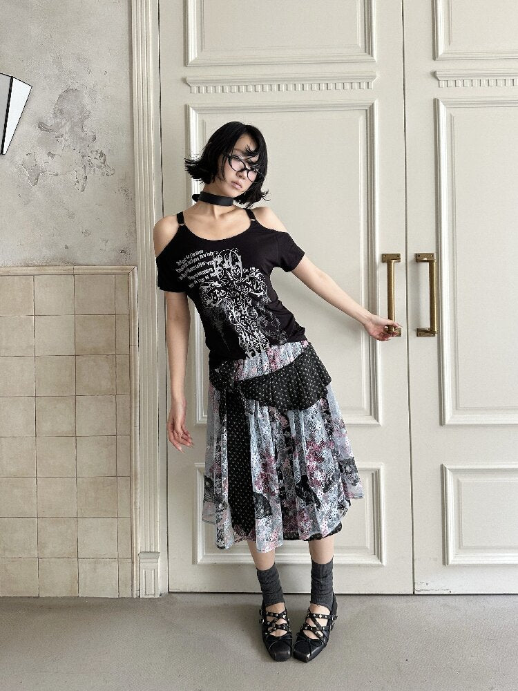 Jacquard Cross Vintage Maxi Skirt【s0000018085】