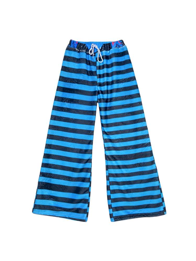 Blue Stripe Print Fleece Slacks【s0000015053】