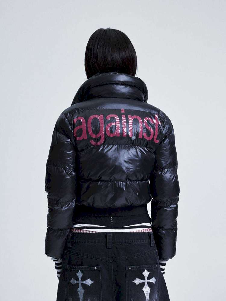 Two Tone Monogram Zip Padded Coat【s0000015012】