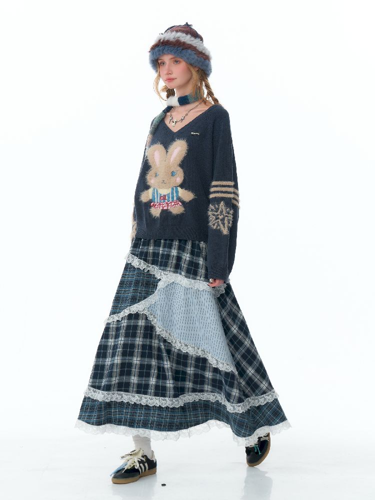 V- 넥 소프트 어두운 회색 스웨터 [S0000011496]