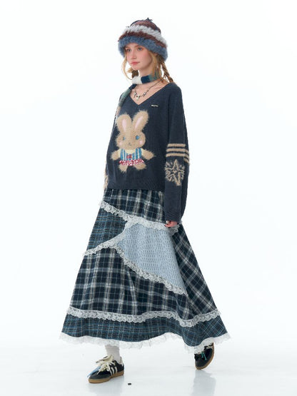 V- 넥 소프트 어두운 회색 스웨터 [S0000011496]