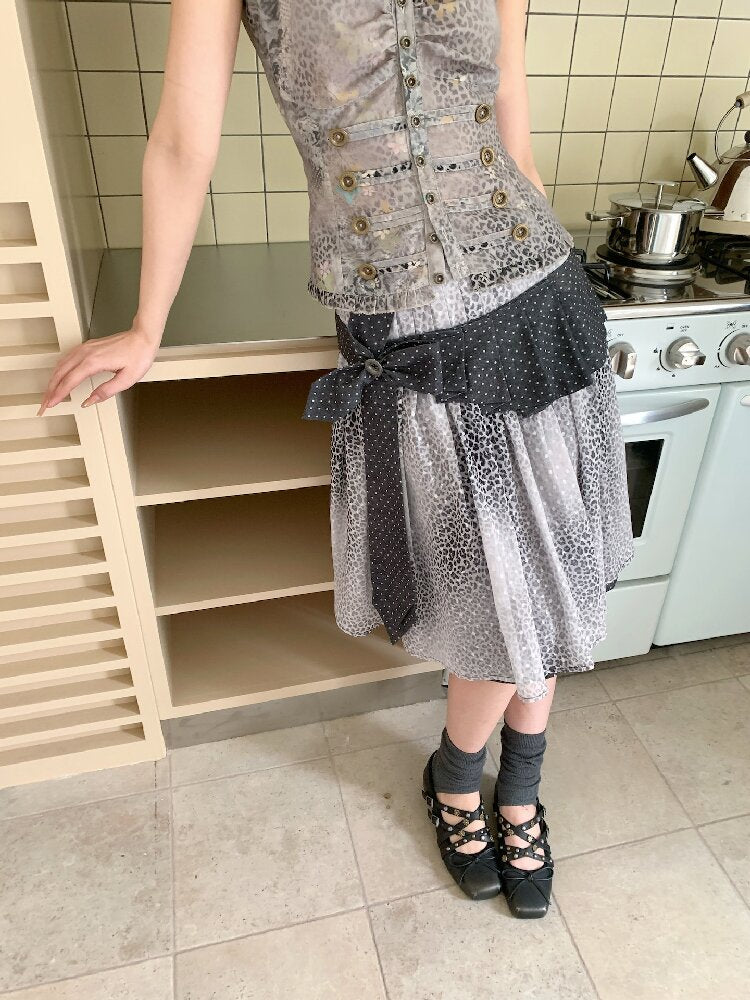 Cross Streamer Leopard Midi Skirt【s0000018088】