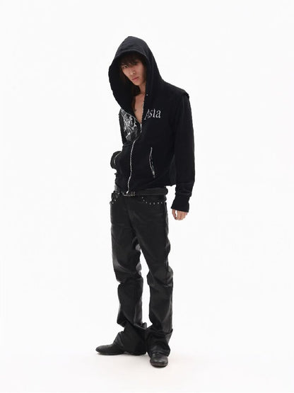 Silver Foil Dark Metallic Zip Hoodie【s0000018363】