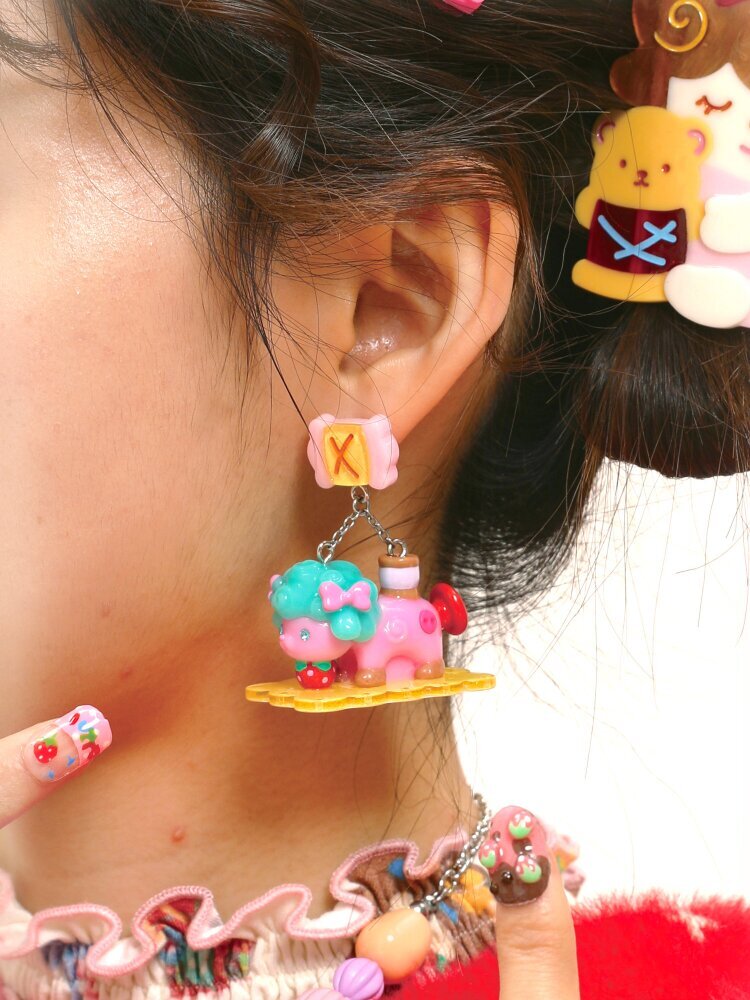 Vintage Lamb Resin Color Earrings【s0000015581】