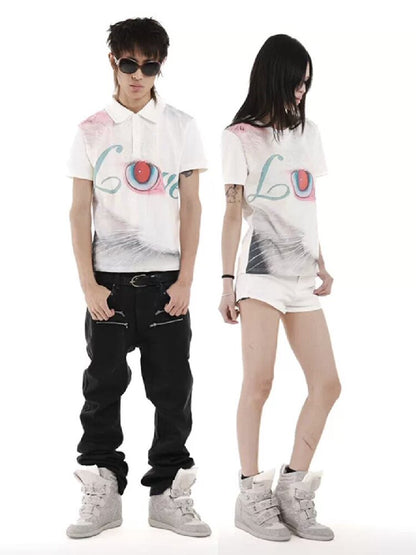 Cat Graphic Printed Street Polo Shirt【s0000018253】