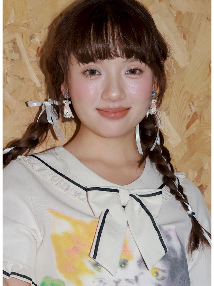 Retro spotted dog earrings【s0000013338】