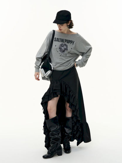 Irregular ruffled half-body skirt【s0000013746】
