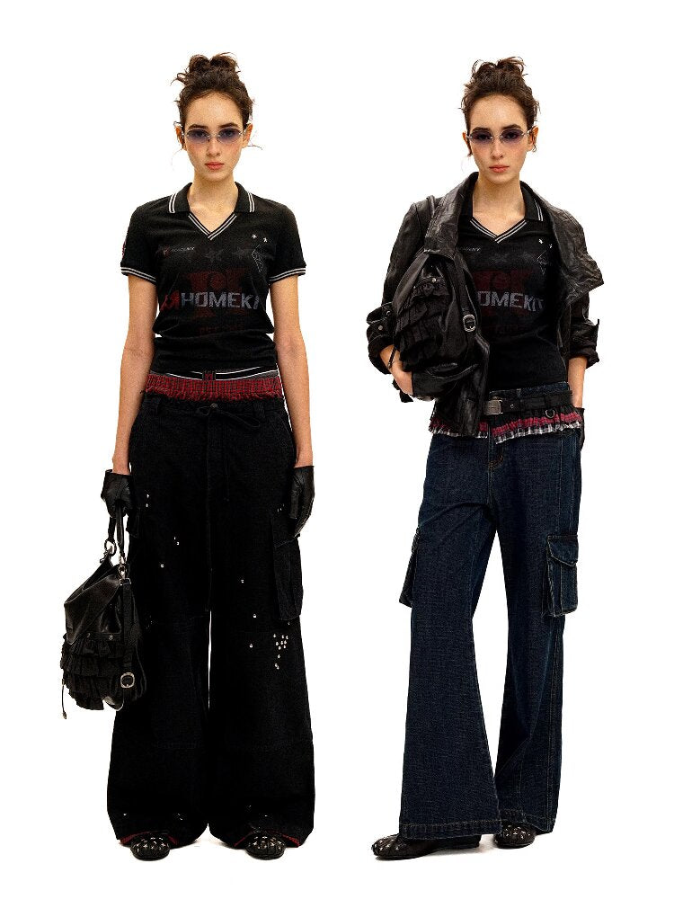 Polo Collar Pleated Skirt T-Shirt【s0000016421】