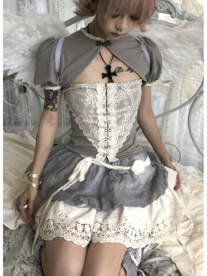 Fake two-piece tight short T-shirt【s0000013528】