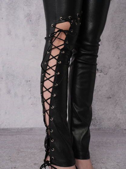 Metal Rivet High-Stretch Leather Pants【s0000019100】