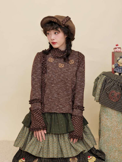 Vintage Girly Color-Blocked Floral Lace Base Layer【s0000014841】