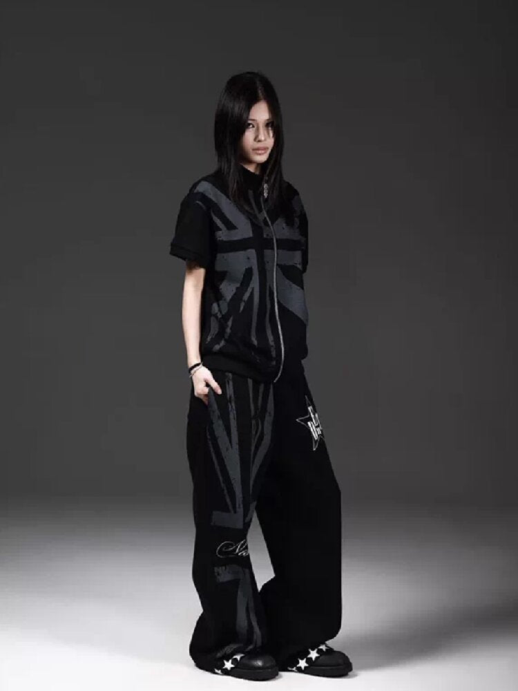Flag Sub-Print Stand-Up Zip Tee【s0000018275】