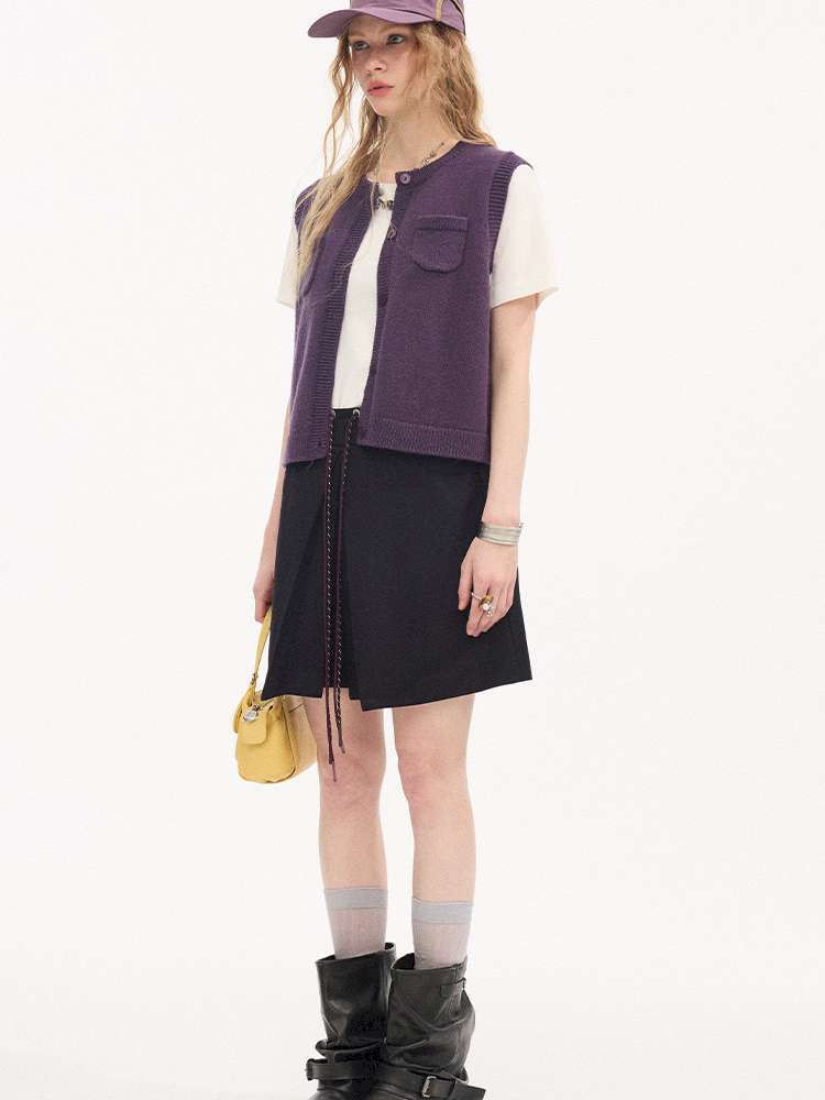 Small Pocket Crew Neck Knit Vest【s0000015404】