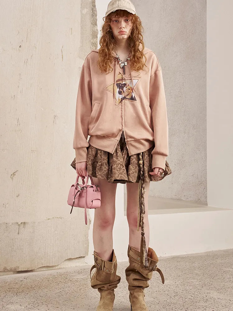 Oversized Long-Sleeve Zipper Hoodie Jacket【s0000014049】