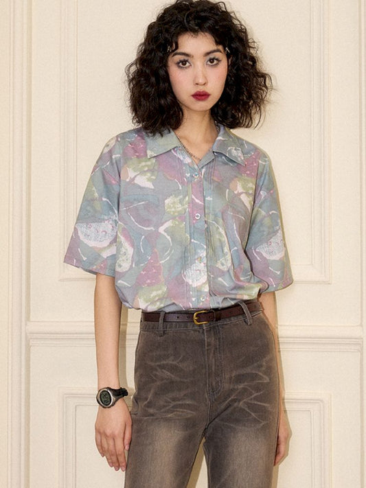 "Magic Gallery" Printed Short Sleeve Shirt【s0000008864】