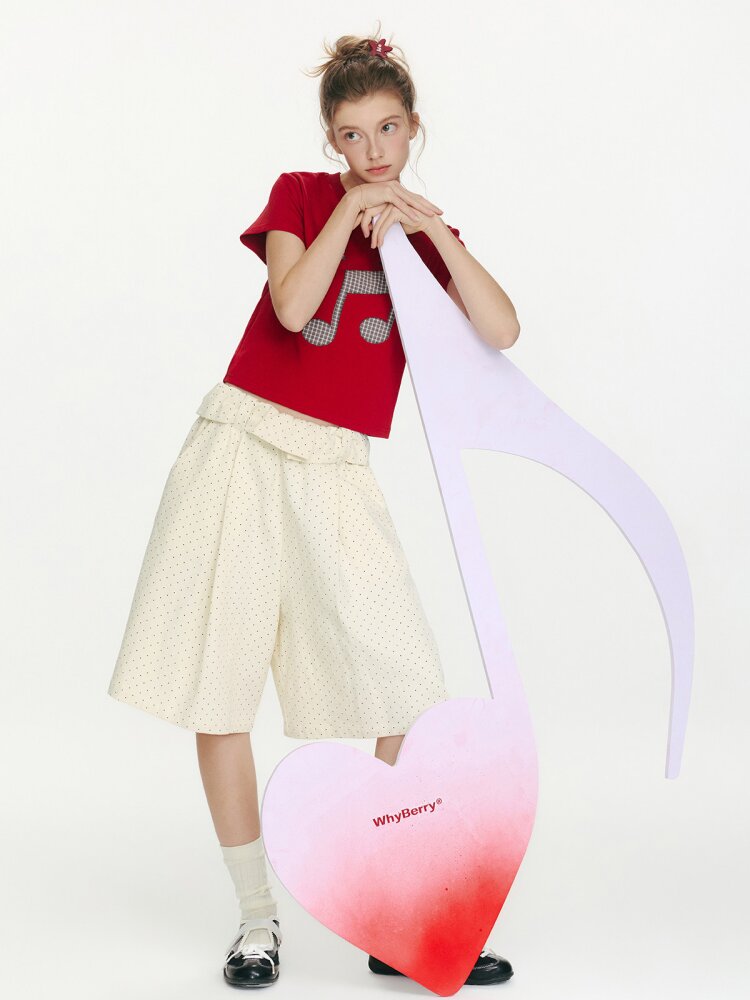 Strawberry Movement Note Print Top【s0000015672】