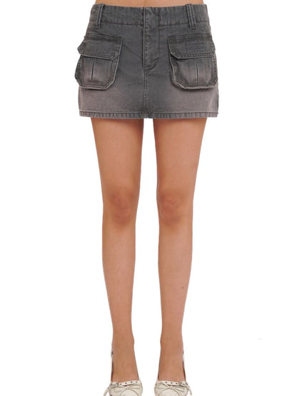 Pockets lined spliced plaid work skirt【s0000013427】