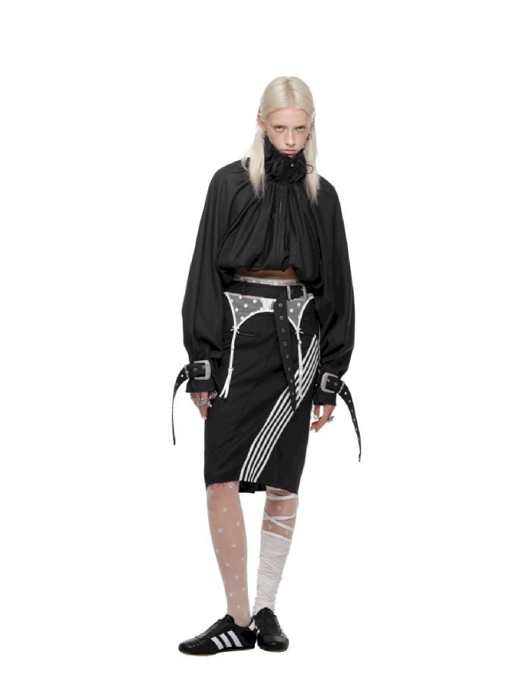 Patchwork Suit Mid-Length Wrap Hip Skirt【s0000011616】