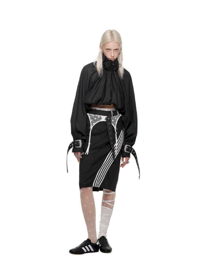 Patchwork Suit Mid-Length Wrap Hip Skirt【s0000011616】