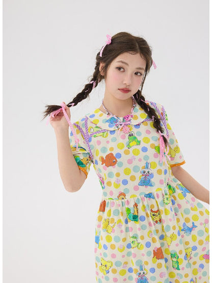 Polka Dot Animal Graffiti Dress【s0000016713】