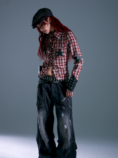 Plaid Slim long-sleeved shirt【s0000013695】