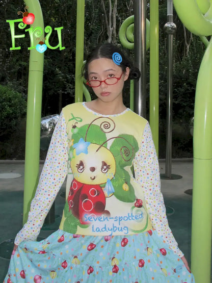 Beetle Print Cute Casual Oversized T-Shirt【s0000014192】