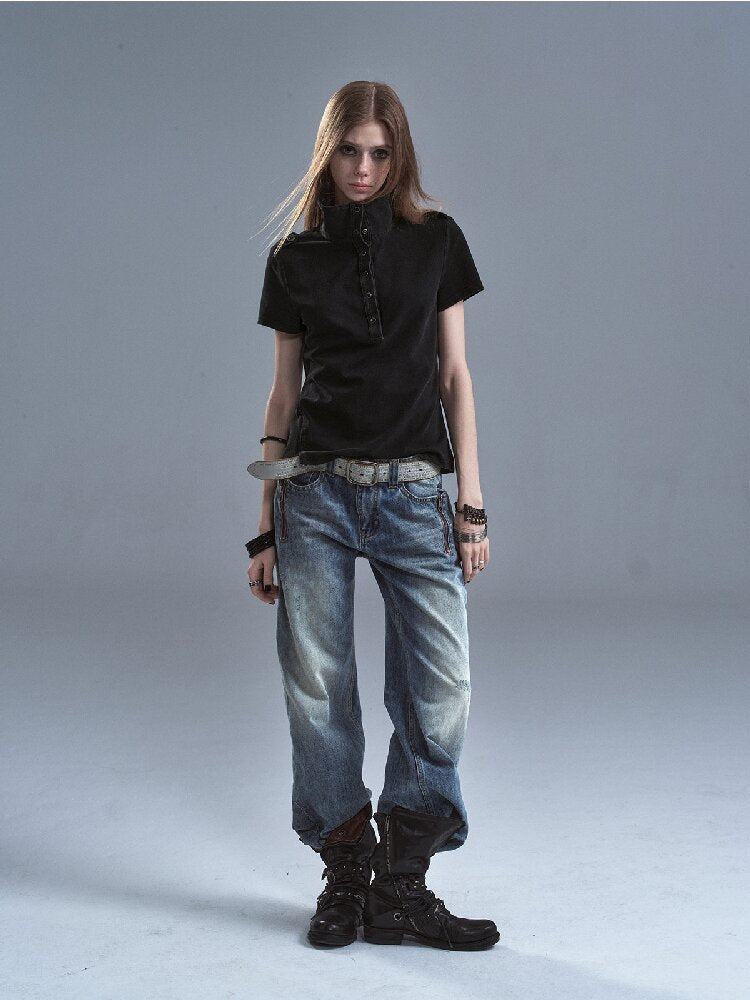 Washed Pique Metal Buckle T-shirt【s0000016637】