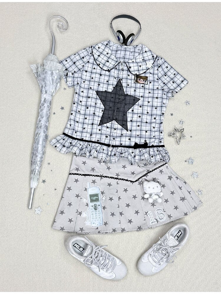 Old-School Zipper Star Pattern Shirt【s0000017127】