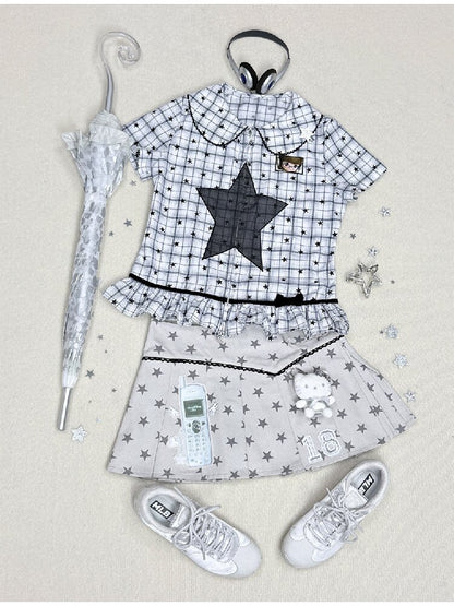 Old-School Zipper Star Pattern Shirt【s0000017127】