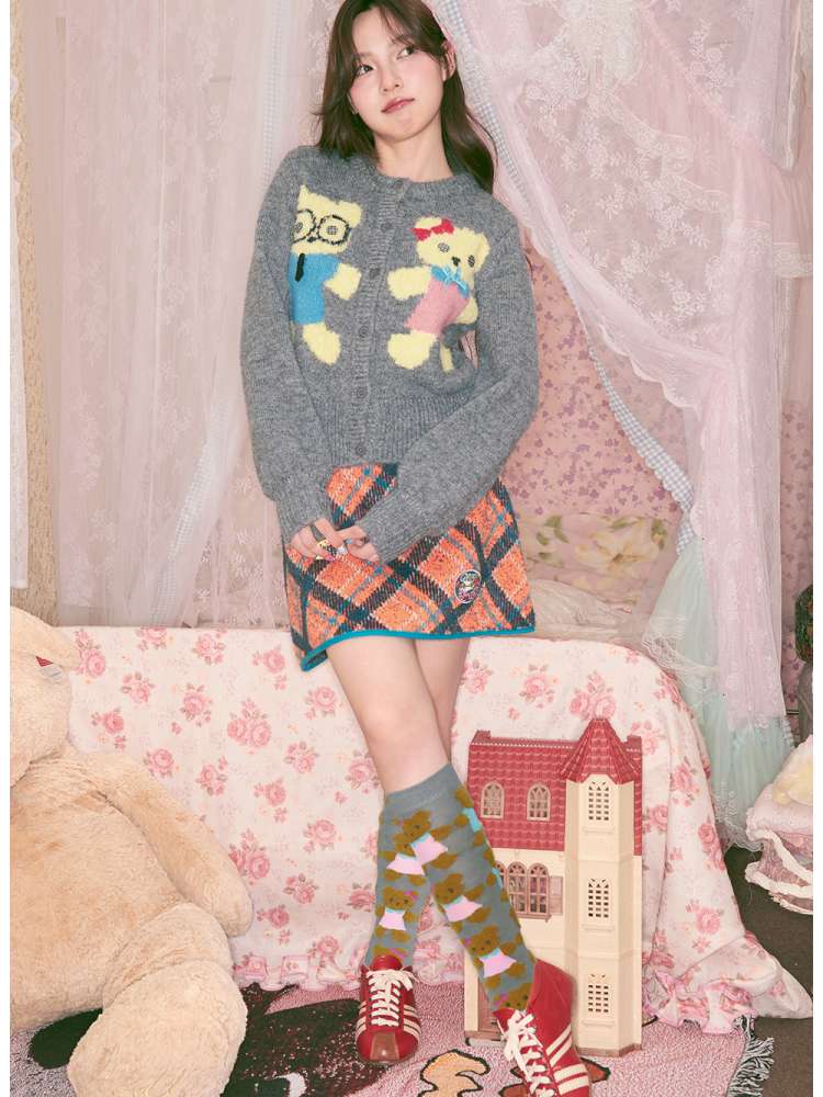 Teddy Bear Knit Crew Neck Cardigan【s0000014494】
