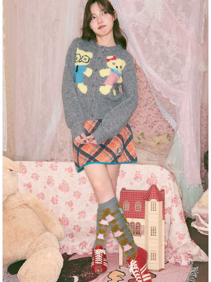 Teddy Bear Knit Crew Neck Cardigan【s0000014494】