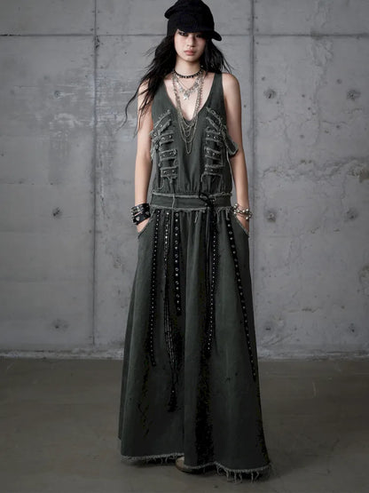 Workwear Vest-Style Maxi Dress【s0000013941】