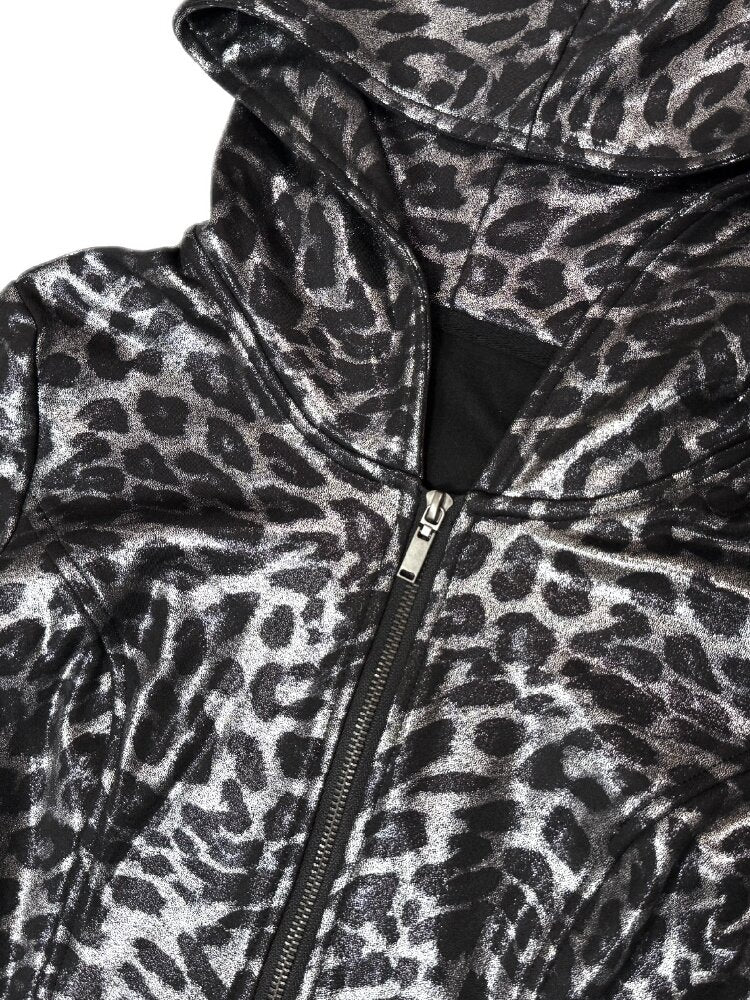 Silver Leopard Hooded Waist Jacket【s0000019098】