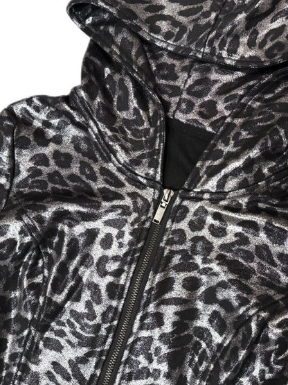 Silver Leopard Hooded Waist Jacket【s0000019098】