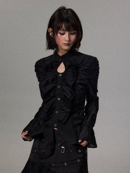 Dark Palace Asymmetrical Ruffle Shirt【s0000018502】