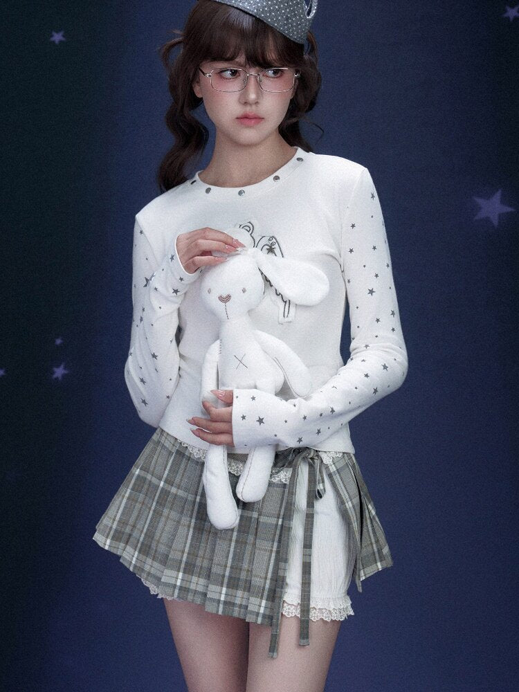 Checkered Pleated Flower Bud Skirt【s0000015765】