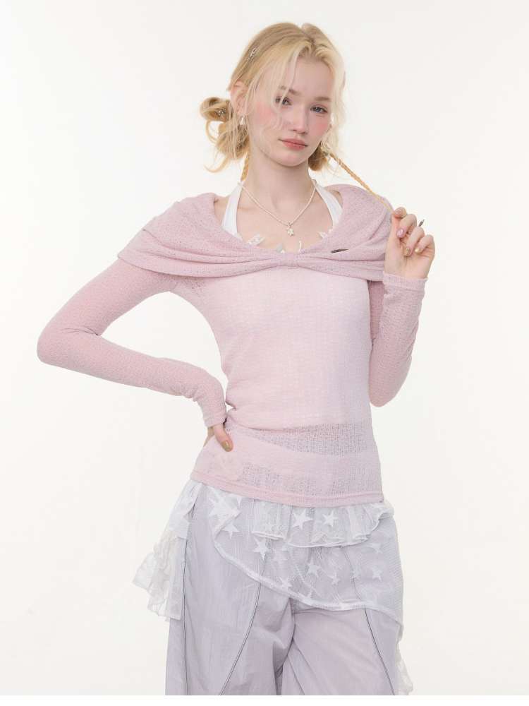 Soft Cloud Knot Slim Knitted Top【s0000015426】