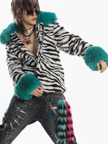 Zebra Print Furtive Faux Coat【s0000019277】