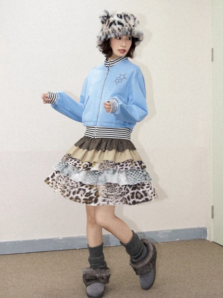Printed splicing bustier cake skirt【s0000012271】