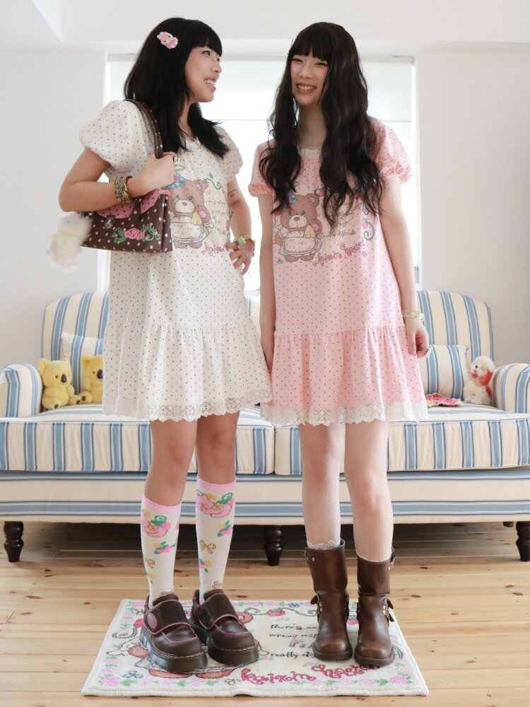 Bear Strawberry Lace Polka Dot Dress【s0000017508】